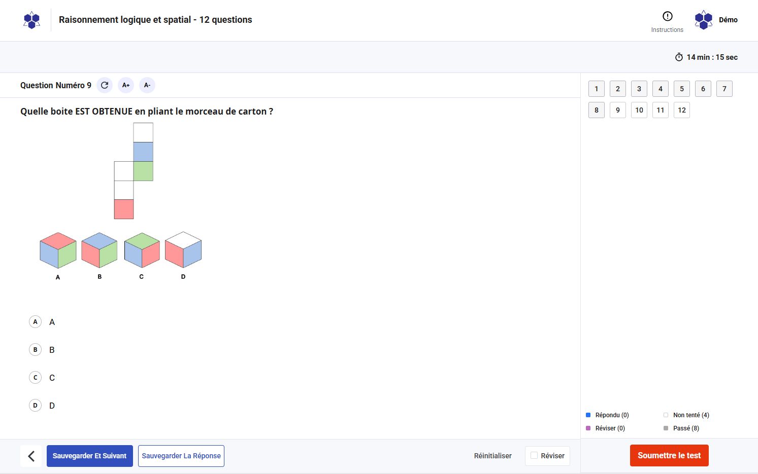 Interface de test TestsCareers