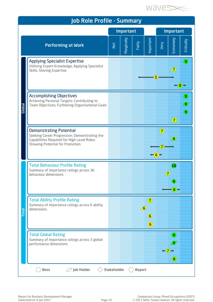 Saville Assessment WAVE Job Profiler Exemple de Rapport