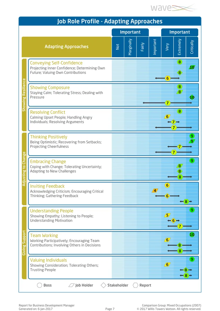 Saville Assessment WAVE Job Profiler Exemple de Rapport
