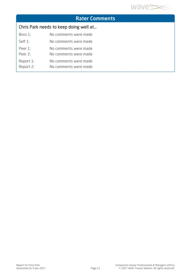 Saville Assessment WAVE Performance 360 Expert Report