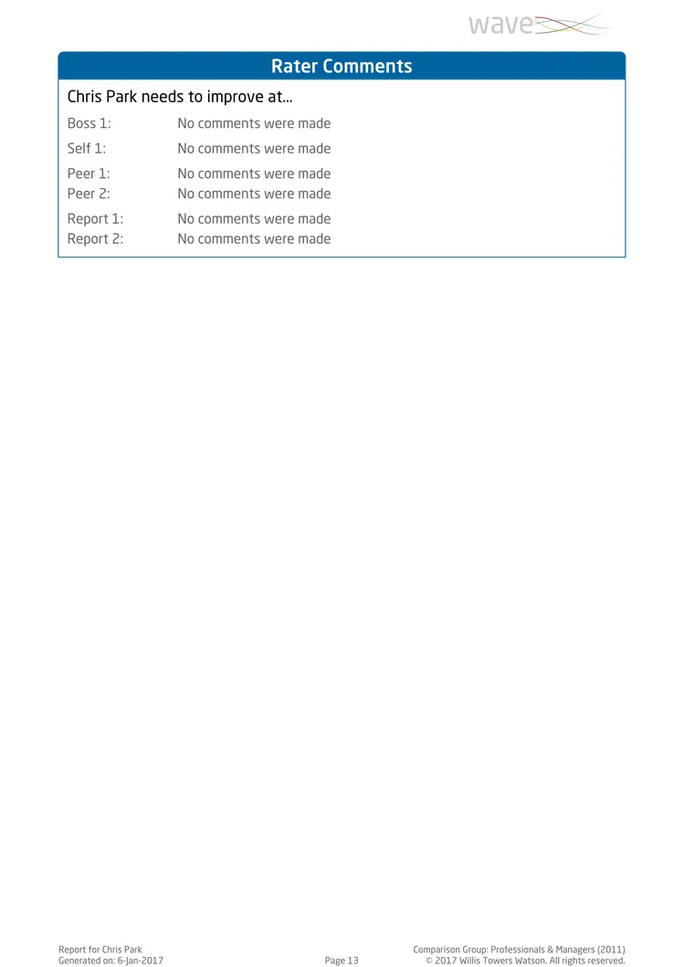 Saville Assessment WAVE Performance 360 Expert Report