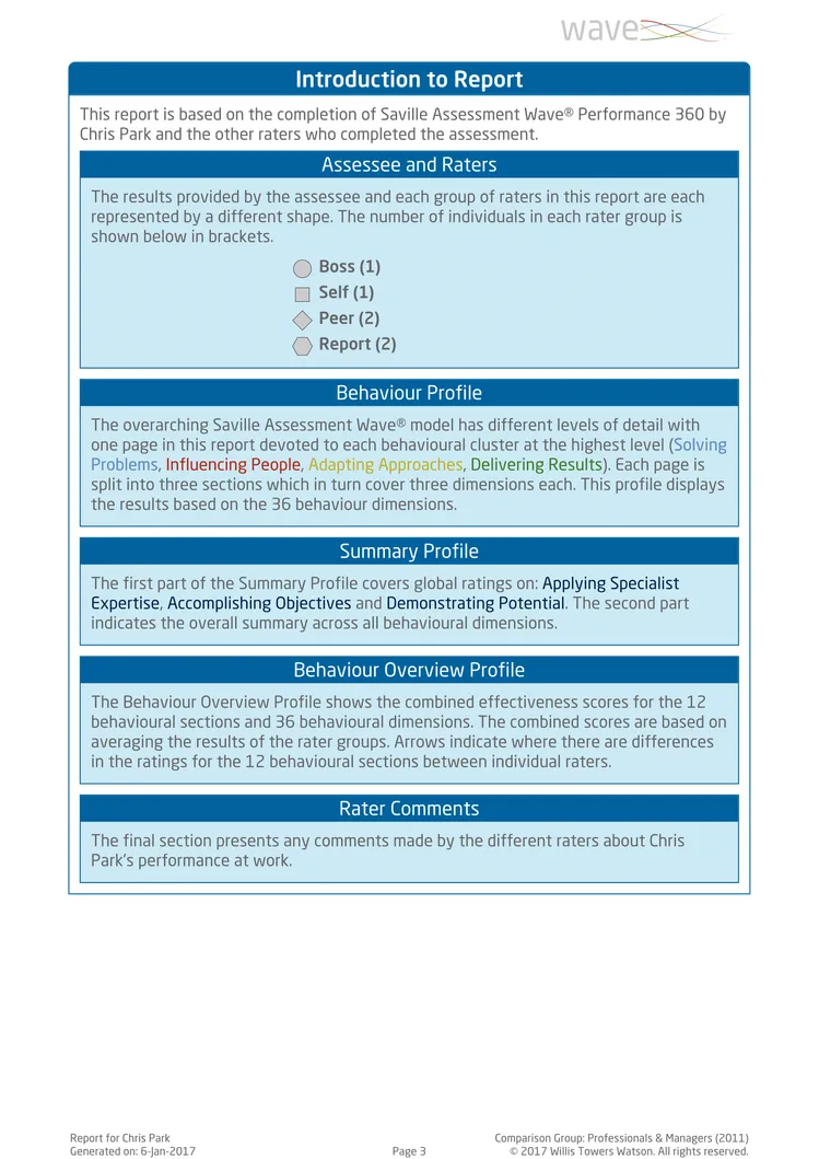 Saville Assessment WAVE Performance 360 Expert Report