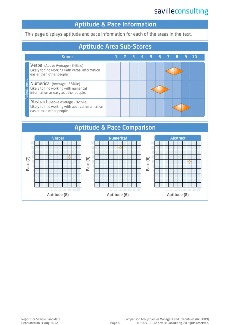 Exemple de rapport de test Saville Swift Exexecutive en anglais