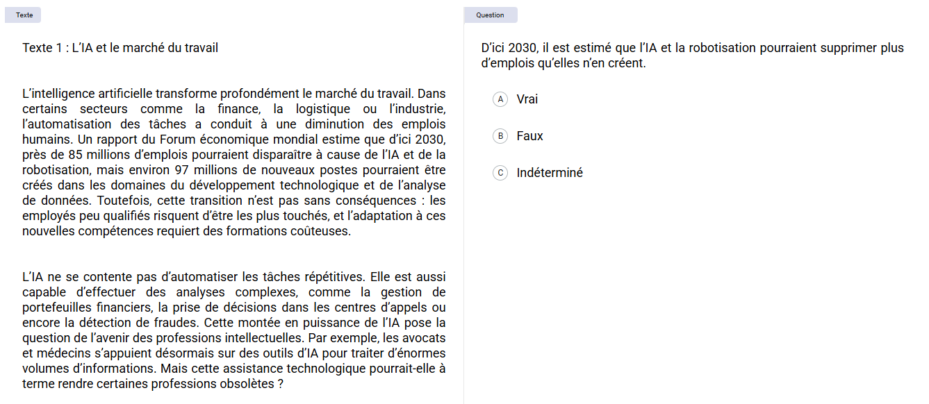 Les tests cognitifs utilisés par UBS (Aon / cut-e) : scales verbal – Raisonnement verbal