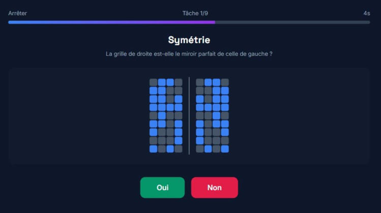 Exemplde question mémoire de travail (Aon gridChallenge)