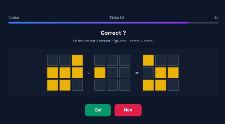 Exemplde question mémoire de travail (Aon gridChallenge)